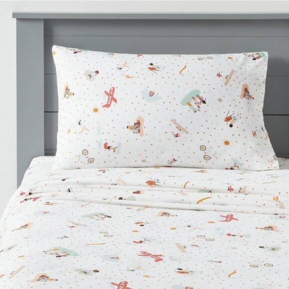 NIB Pillowfort Twin Pals Cotton Sheet 3 Pc Set - Picture 1 of 3